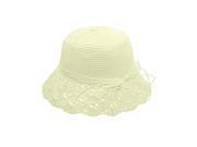 Crochet Brim String Bow Straw Hat Cream