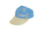 Fancy Lace Covered Visor Cap with Ribbon Tie Blue