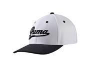 2017 PUMA Script Fitted Golf Cap White Black Small Medium NEW