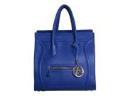 Womens Designer Poitiers Tote Structured Shoulder Handbag Blue