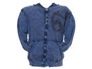 Konflic No Death No Glory Shield Distressed Zip Up Hoodie Navy Large