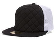 TopHeadwear Quilted Adjustable Trucker Hat White Black