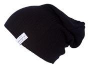 Soft Ribbed Beanie Slouch Knit Hat Black
