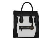 Womens Designer Poitiers Tote Structured Shoulder Handbag Black White