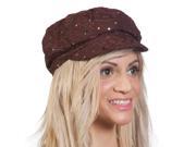 TopHeadwear Glitter Sequin Trim Newsboy Hat Brown