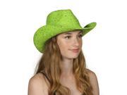 TopHeadwear Glitter Sequin Trim Cowboy Hat Lime Green