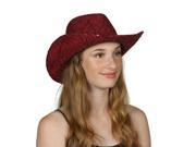 TopHeadwear Glitter Sequin Trim Cowboy Hat Wine