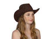 TopHeadwear Glitter Sequin Trim Cowboy Hat Brown