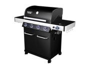 Monument Grills Porcelain 4 Burner Propane Gas Grill with USB LED Light, Black