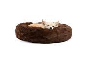 Best Friends by Sheri Donut Cuddler Lux Fur Pet Dog Bed, 23"x23" Dark Chocolate