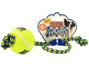 Kong Company Squeaker Ball With Rope Blue Yellow Medium AST21