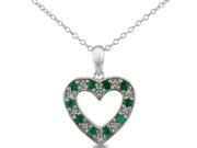 1 2ct Diamond and Emerald Heart Pendant in Sterling Silver