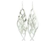 Shiny Silver Tone Multi Leaf 4 Inch Dangle Drop Chandelier Earrings