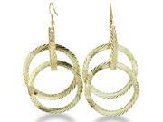 Silver Tone Multi Hoop Dangle Drop Earrings with Spring Accents 2.5 Inches long