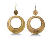 Antique Finish Gold Tone Circle Dangle Earrings, 3 Inches Long Antique Finish Gold Tone Circle Dangle Earrings, 3 Inches Long
