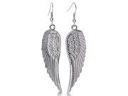 Vintage Inspired Silver Tone Angel Wing Earrings 2 Inches Long