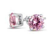 SuperJeweler A01214 2ct Pink Cubic Zirconia Stud Earrings Crafted In Solid Sterling Silver