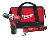 Milwaukee 2495 22 M12 12 Volt Cordless Drill and Multi Tool Combo Kit