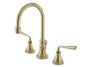 Two Handle 8 to 16 Widespread Lavatory Faucet with Brass Pop up in Polished Brass by Kingston Brass