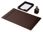 D3637 Econo Line Brown Leather 3Pc Desk Set 30 x 18 Desk Pad Pencil Cup