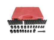 K Tool International KTI 37042 42 Piece 3 8in Drive 6 Point SAE and Metric Impac