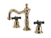 Kingston Brass KS1972PKX Heritage Onyx Widespread Lavatory Faucet With Black Por