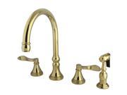Kingston Brass KS2792DFLBS Double Handle 8 Deck Mount Kitchen Faucet with Brass