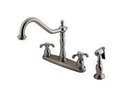Kingston Brass KB1758TXBS Double Handle 8 Centerset Kitchen Faucet with White S