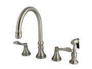 Kingston Brass KS2798DFLBS Double Handle 8 Deck Mount Kitchen Faucet with Brass