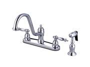 Kingston Brass KB3111TLBS Double Handle 8 Centerset Kitchen Faucet with Brass S