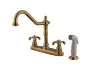 Kingston Brass KB1752TX Double Handle 8 Centerset Kitchen Faucet with White Spr
