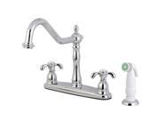Kingston Brass KB1751TX Double Handle 8 Centerset Kitchen Faucet with White Spr