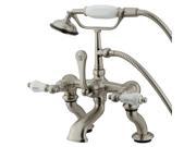 Kingston Brass Cc413T8 Clawfoot Tub Filler With Hand Shower Brushed Nickel Finish