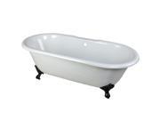 Kingston Brass VCT7D663013NB5 66 inches Cast Iron Double Ended Clawfoot Bathtub