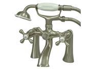 Kingston Brass KS268SN Deck Mount Clawfoot Tub Filler with Hand Shower