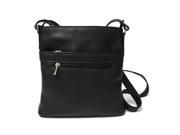 Royce Leather VL3ZIPCB BLK Vaquetta Triple Zip Crossbody Bag