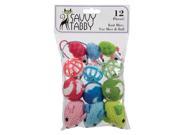 Savvy Tabby US1396 12 Knit Mice Fur Mice and Ball Toys 12 Pack