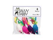 Savvy Tabby US1388 04 Furry Mice Cat Toys 4 Pack