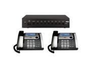 25800 Eight Line Corded Office Phone System Router and 2 Corded Base Stations