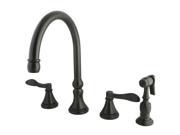 Kingston Brass KS2795DFLBS Double Handle 8 Deck Mount Kitchen Faucet with Brass
