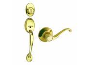 Design House 740894 Coventry 2 Way Latch Entry Handle Set with Lever Keyway and Door Handle Polished Brass Finish 740894