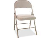 Steel Folding Chair with Two Brace Support Padded Seat Tan 4 Carton