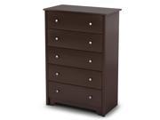 South Shore 3119035 Vito Collection 5 Drawer Chest Chocolate