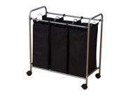 Household Essentials 7044 Rolling Triple Sorter Laundry Hamper with Removable Ba