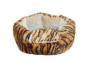 Danazoo 059562714658 Orange Tiger Fluffy Fleece Cuddler Pet Bed
