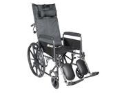 Drive Medical ssp18rbdfa Silver Sport Reclining Wheelchair with Elevating Leg Re