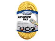 Coleman Cable 14590002 100 foot 14 3 Gauge Yellow Agricultural Extension Cord