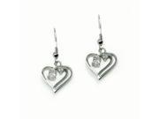 Sterling Silver Heart Design Drop Earrings