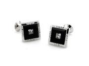 Men s Two Tone Portrait Cuff Links w Clear Crystals