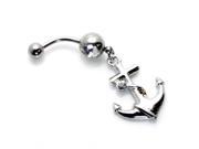14g 1.6mm Nautical Anchor Stainless Steel Dangle Belly Ring Navel Piercing 14 Gauge